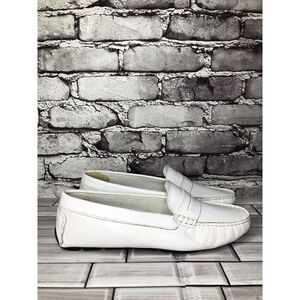 Massimo Matteo Firenze White Leather Driving Moccasins Flats Shoes Women Sz 10B